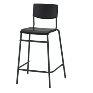Chaise-haute-STIG-noire-plastique-ideal-avec-mange-debout
