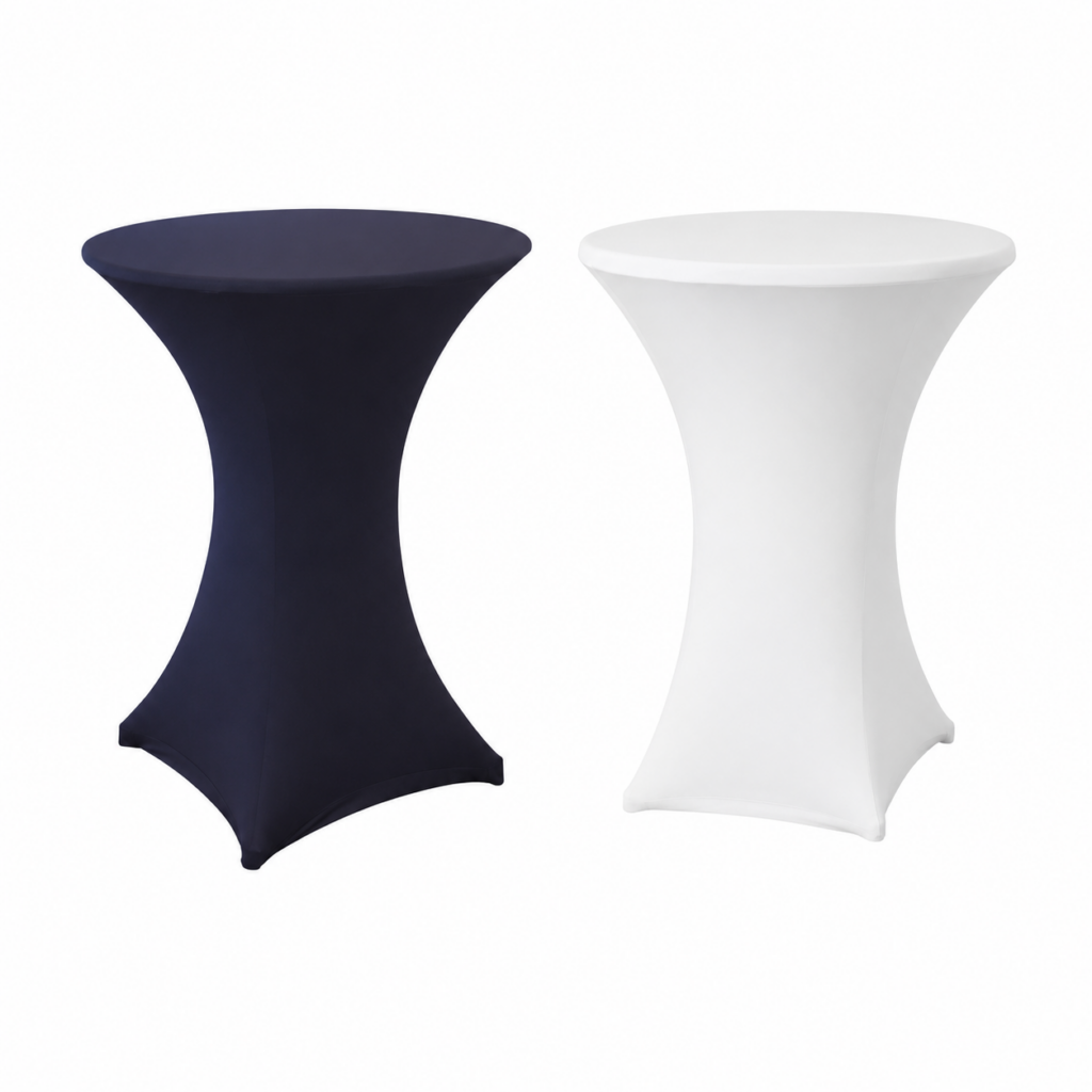 Mange-debout housse lycra blanc noir DUO mariage ceremonie.