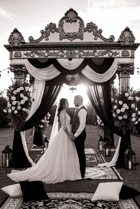 mariage baroque noir blanc